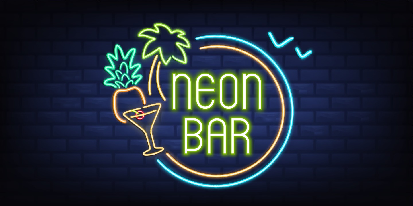 Beispiel einer Neon Bar Regular-Schriftart